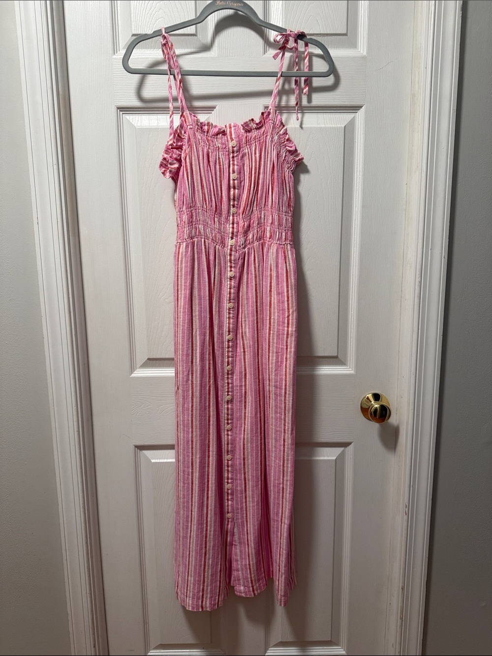 SO Pink Striped Tie-Shoulder Maxi Dress